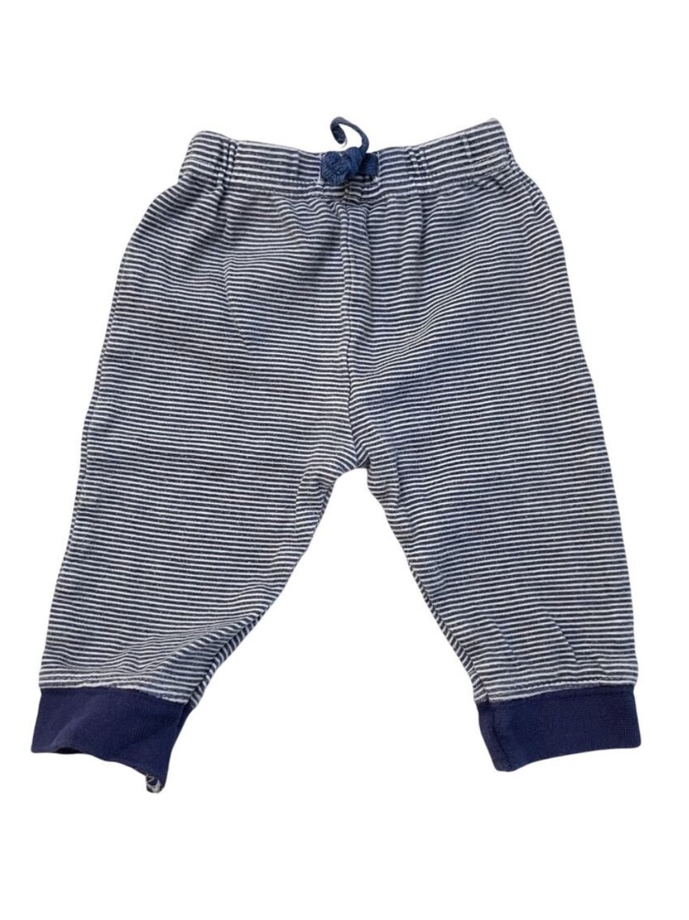 Wan-A-Beez Baby Jogger Sweats Navy Blue White Striped Elastic Waist Size 3-6 M
